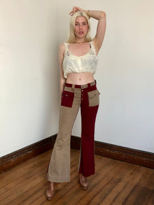 vintage 1960s 70s color block flared pants