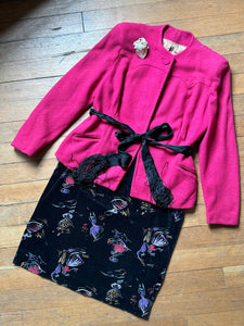 vintage 1940s fuchsia pink wool jacket {XXL}