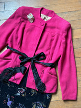 Load image into Gallery viewer, vintage 1940s fuchsia pink wool jacket {XXL}