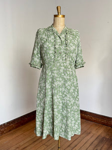 vintage 1940s green floral rayon dress {XXL} – Trunk of Dresses