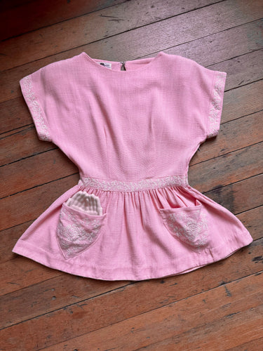 vintage 1940s pink linen blouse {xs}