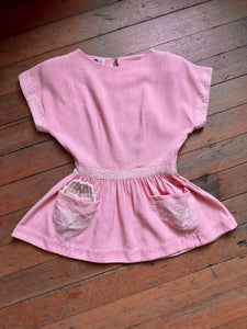 vintage 1940s pink linen blouse {xs}