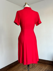 vintage 1950s red front zip dress {m}