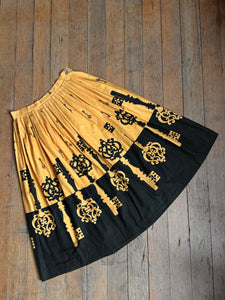 vintage 1950s skeleton key skirt {xs}