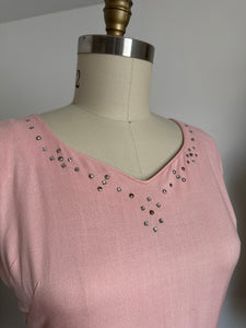 vintage 1950s pink linen dress {m}