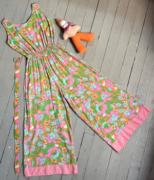 vintage 1960s floral jumpsuit {xs-L}
