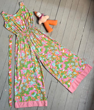 Load image into Gallery viewer, vintage 1960s floral jumpsuit {xs-L}