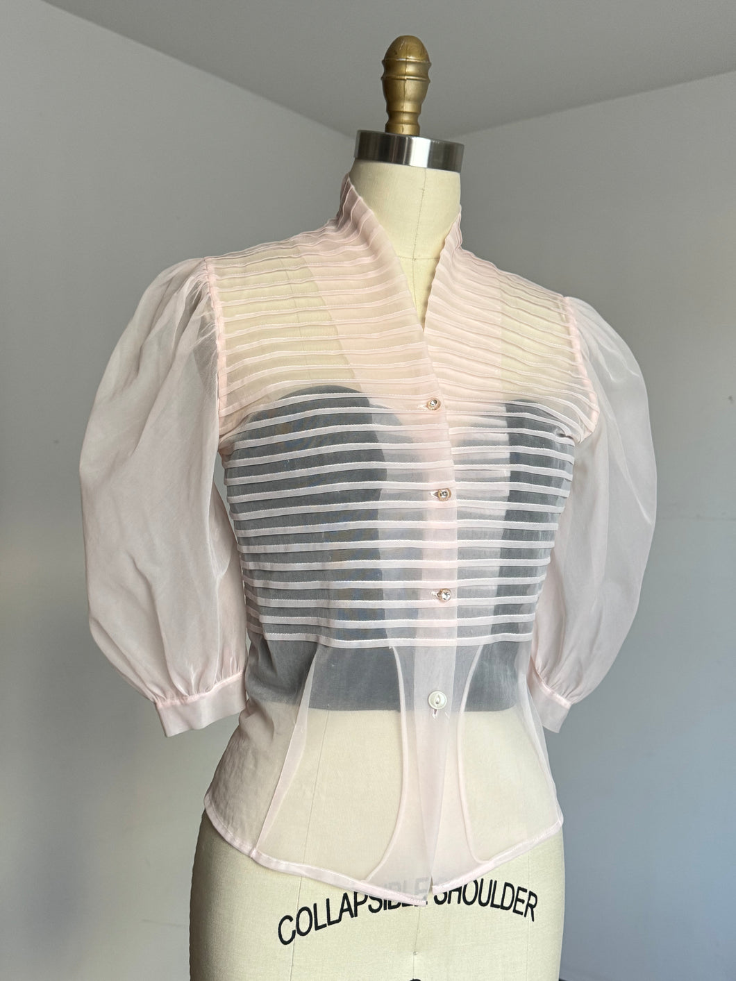 vintage 1950s sheer pink blouse {xs/s}