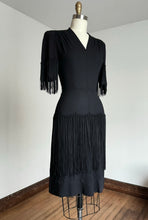 Load image into Gallery viewer, vintage 1940s black tassel dress {xs}