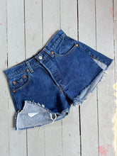 Load image into Gallery viewer, vintage 1980s Levis red line selvedge cut off shorts 27"W