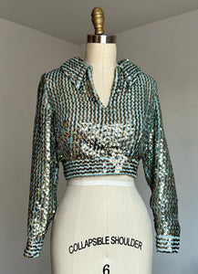 vintage 1960s sequin crop top {s}