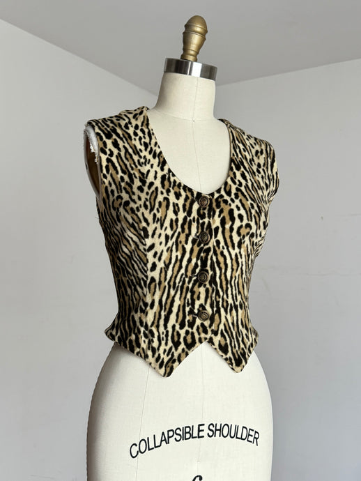 vintage 1950s leopard print vest top {s}