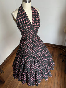 vintage 1950s floral halter dress {s}