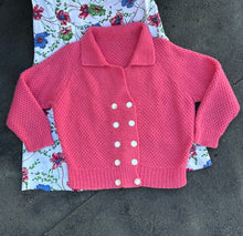 Load image into Gallery viewer, vintage 1950s pink knit cardigan {L+}