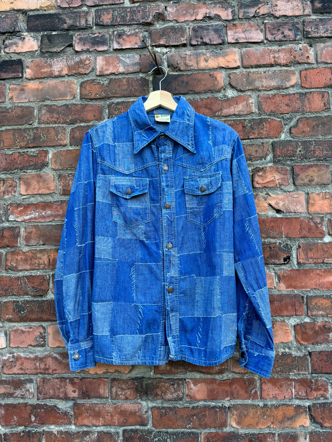 vintage 1970s denim patchwork shirt