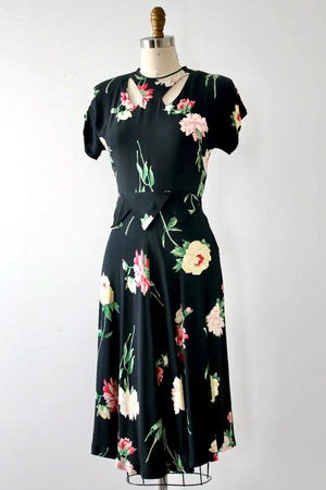 vintage 1940s floral rayon dress