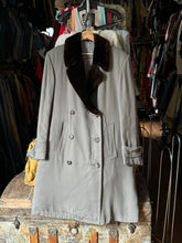 Load image into Gallery viewer, vintage 1940s double breasted quilted lined overcoat with half belt