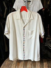 Load image into Gallery viewer, vintage 1950s rayon flag shirt - loop collar