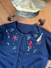 Load image into Gallery viewer, vintage 1950s cashmere Nautical cardigan {s-m}