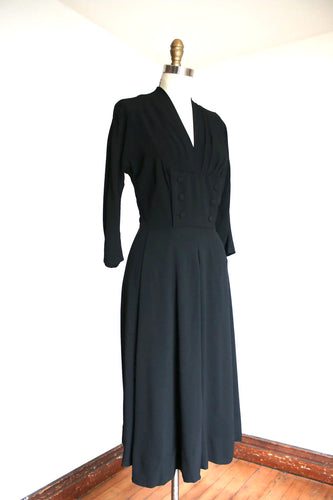 vintage 1940s black rayon dress {s}