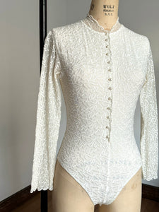 vintage 1990s Sagaie Paris sheer lace bodysuit {xs/s}