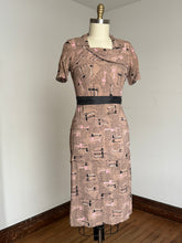 Load image into Gallery viewer, vintage 1940s novelty Giraffe rayon dress {m}