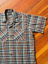 Load image into Gallery viewer, vintage 1960s plaid short sleeve button up shirt - loop collar