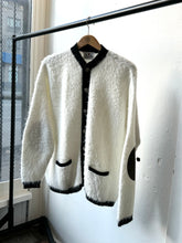 Load image into Gallery viewer, vintage 1960s white fuzzy shag cardigan