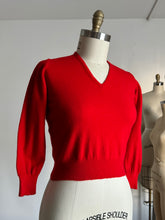 Load image into Gallery viewer, vintage 1940s red wool sweater {xs-s}