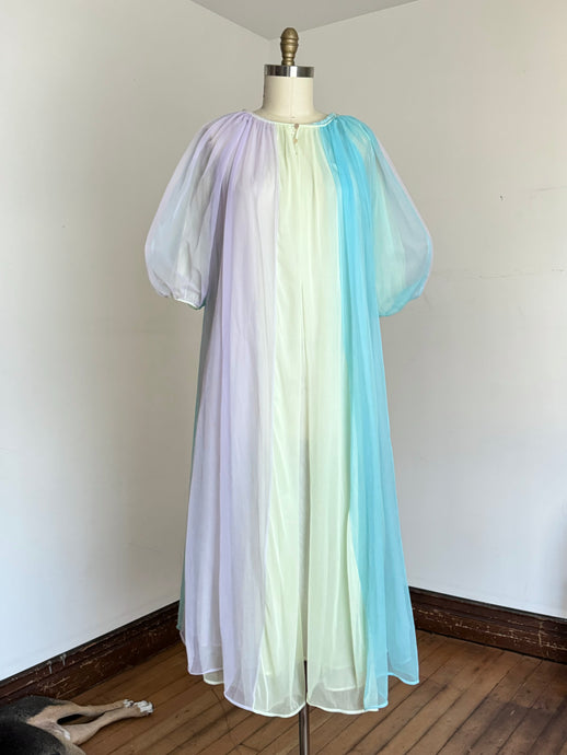 vintage 1960s colorful peignoir lingerie set {L}