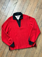 Load image into Gallery viewer, vintage 1950s red fuzzy pullover quarter zip sweater