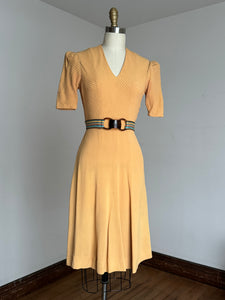 vintage 1930s mustard rayon dress {xs}