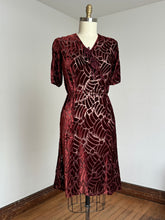 Load image into Gallery viewer, vintage 1930s sheer devoré velvet dress {m}