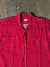 Load image into Gallery viewer, vintage 1950s red flannel long sleeve button up shirt