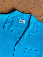 Load image into Gallery viewer, vintage 1950s blue short sleeve button up shirt
