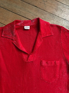 vintage 1950s red lurex shimmer shirt