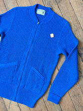 Load image into Gallery viewer, DEADSTOCK vintage 1940s royal blue knit cardigan zip up sweater