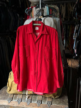 Load image into Gallery viewer, vintage 1950s red flannel long sleeve button up shirt