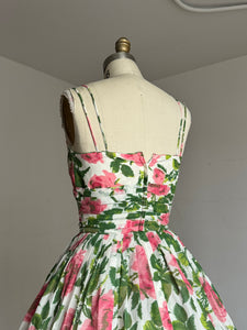 vintage 1950s pink roses sun dress {xs}