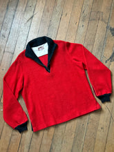 Load image into Gallery viewer, vintage 1950s red fuzzy pullover quarter zip sweater