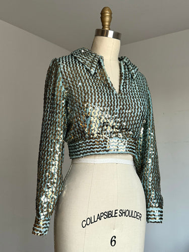 vintage 1960s sequin crop top {s}