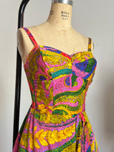 Load image into Gallery viewer, vintage 1960s floral pink Hawaiian sarong romper {s-m}