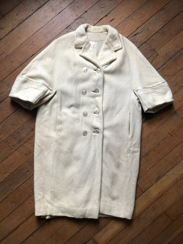 vintage 1950s 60s white coat {XL}