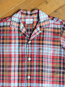 vintage 1950s plaid cotton short sleeve shirt