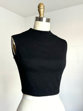 Load image into Gallery viewer, vintage 1960s black wool crop top {xs/s}