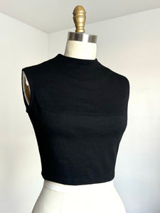 vintage 1960s black wool crop top {xs/s}