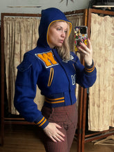 Load image into Gallery viewer, vintage 1960s hooded varsity jacket