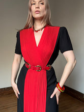 Load image into Gallery viewer, vintage 1940s black and red rayon gown {s}