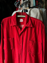 Load image into Gallery viewer, vintage 1950s red flannel long sleeve button up shirt