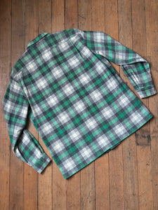 vintage 1950s green plaid long sleeve shirt